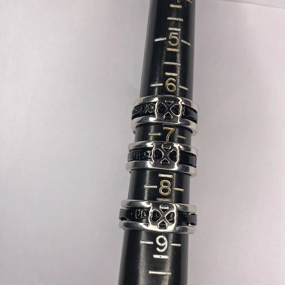 NWT Jack Skeleton 925 Silver & Black Ring Cubic Zirconia Skull Face